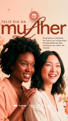 Mulher Feliz Dia da Mulher Post para Instagram PSD Editável