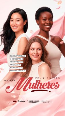 Dia da Mulher Celebramos Coragem Determinação Post PSD Editável