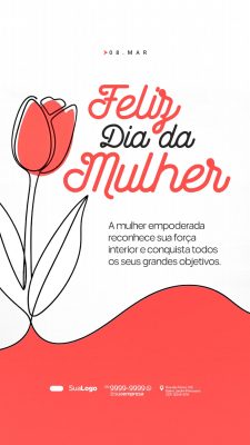 Dia da Mulher 08 de Março Tulipa Empoderamento PSD Editável
