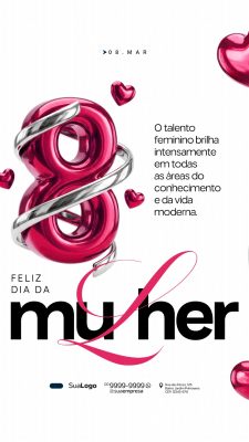 Dia da Mulher 08 Março Talento Feminino Brilha Post PSD Editável