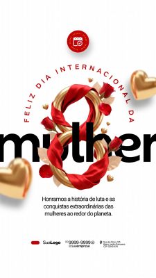 Dia Internacional da Mulher Mensagem Especial 8 de Março PSD Editável