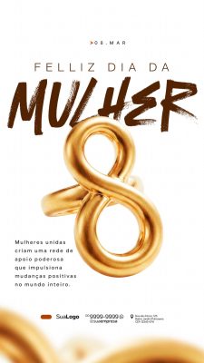 Dia da Mulher 8 Março Mulheres Unidas Arte Social PSD Editável