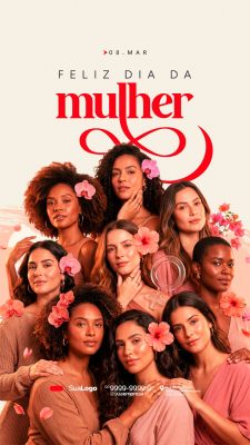 Dia da Mulher 08 de Março Celebração Feminina PSD Editável