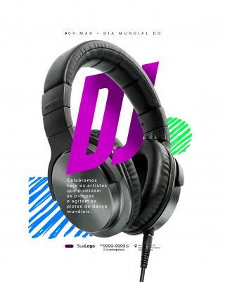 09 Março Dia Mundial do DJ Post para Redes Sociais PSD Editável
