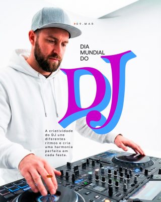 Dia Mundial do DJ 09 de Março Design Moderno PSD Editável