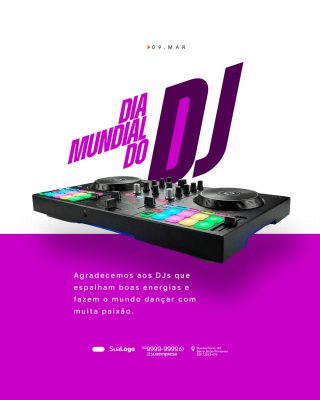 Dia Mundial do DJ 09 Março Homenagem DJs Festiva PSD Editável