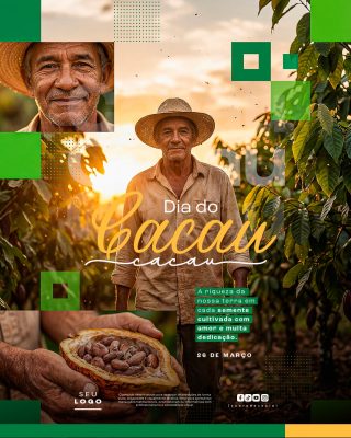 Dia do Cacau 26 de Março Riqueza da Terra Post Redes Sociais PSD Editável