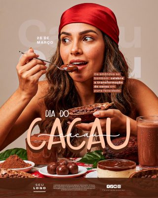 Dia do Cacau 26 de Março Celebracao Deliciosa PSD Editável