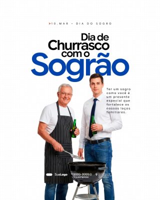 Dia do Sogro 10 de Março Churrasco com o Sogral Banner PSD Editável