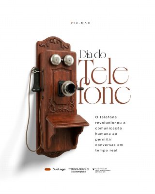 Dia do Telefone 10 de Março Comunicação em Tempo Real PSD Editável