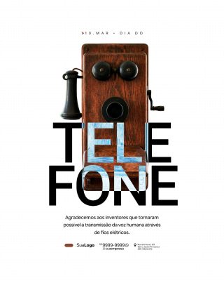 Telefone 10 de Março Dia do Telefone Post Criativo PSD Editável