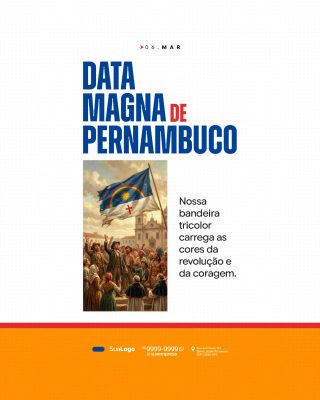 Data Magna de Pernambuco 06 Março Bandeira Tricolor PSD Editável