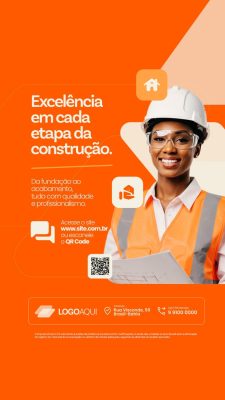 Story Construtora Construção Excelência em Cada Etapa PSD Editável