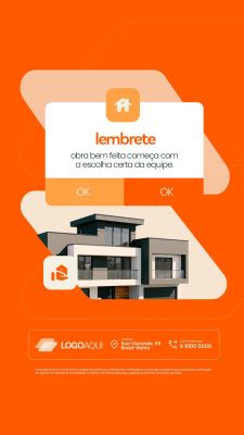 Story Construtora Empreendimento Imobiliário Lembrete Obra Bem Feita PSD Editável