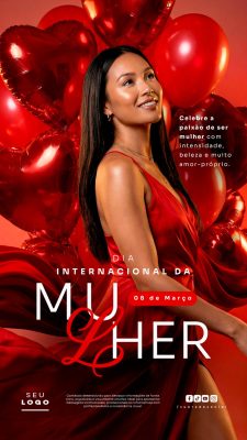 Dia Internacional da Mulher 08 de Março Story Celebre a Paixão PSD Editável
