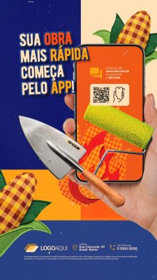Story Loja de Material de Construção Obra Mais Rápida Começa Pelo App PSD Editável