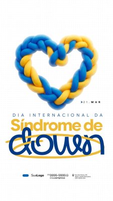 Dia Internacional da Síndrome de Down Corações Vibrantes PSD Editável