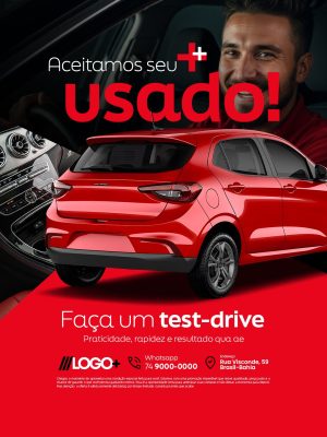 Concessionaria Aceitamos Seu Usado Faça Um Test-Drive PSD Editável