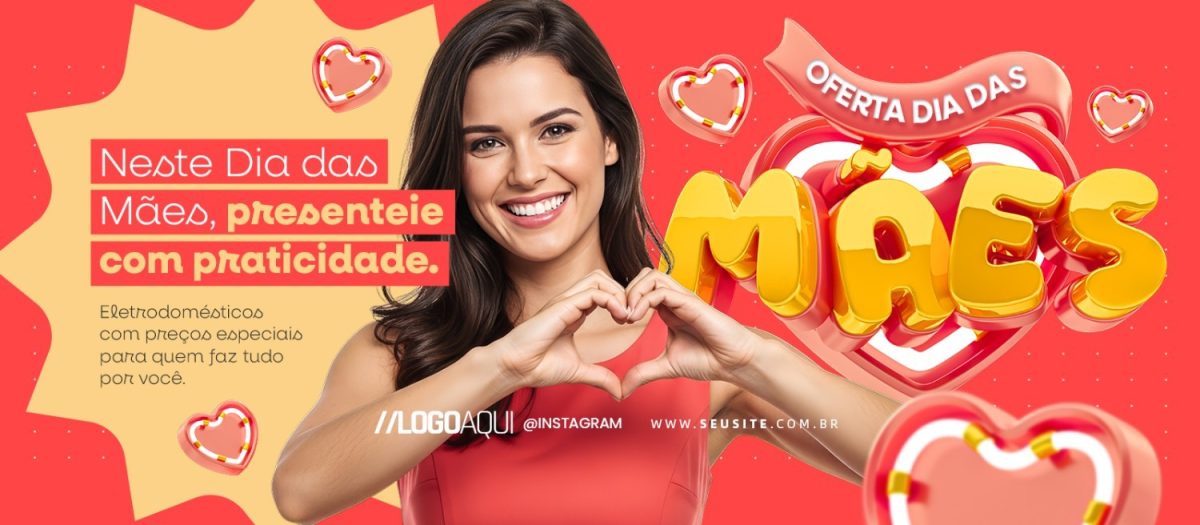 Banner Presenteie com Praticidade Oferta Dia das Mães PSD Editável