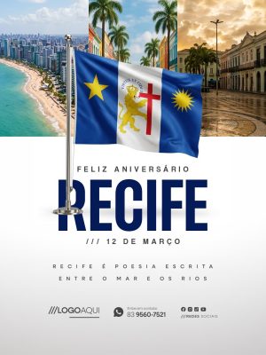 Feliz Aniversário Recife 12 de Março PSD Editável