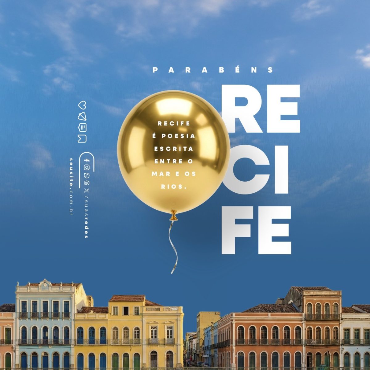 Parabéns Recife a Poesia Escrita Entre o Mar e os Rios PSD Editável