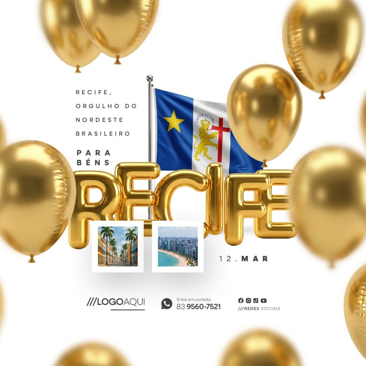 Parabéns Recife Orgulho do Nordeste Brasileiro PSD Editável