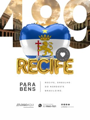 Feliz Aniversário Recife 499 Anos PSD Editável