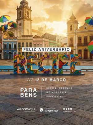 Feliz Aniversário Recife 12 de Março PSD Editável