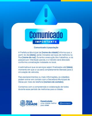 Comunicado Importante de Obras na Rua Template PSD Editável