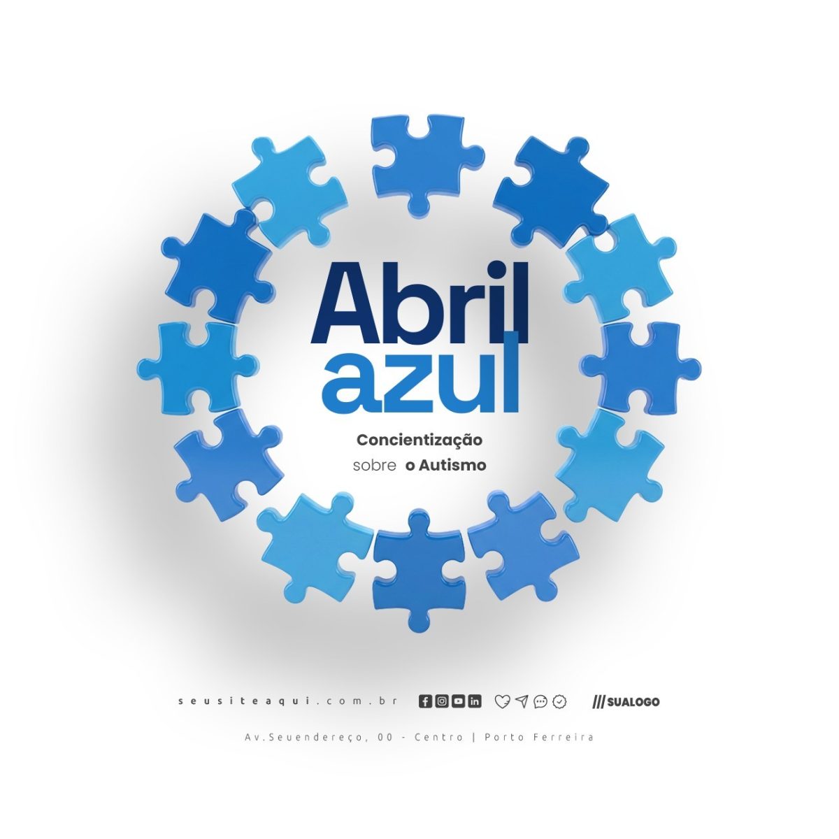 Abril Azul Conscientização sobre o Autismo PSD Editável