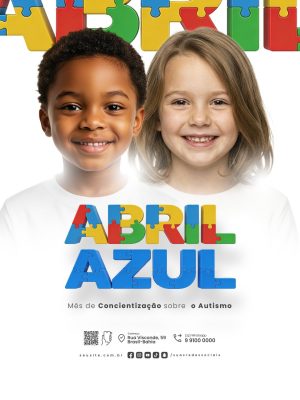 Abril Azul Mês de Conscientização sobre o Autismo PSD Editável
