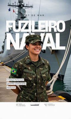 07 de Março Fuzileiro Naval Soberania Nacional Poster PSD Editável
