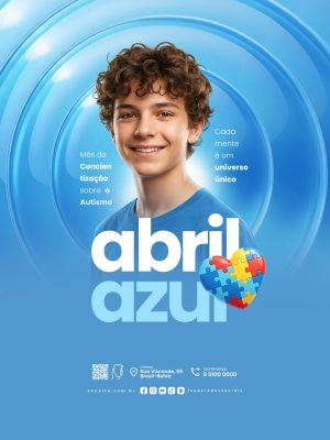 Abril Azul Conscientização sobre Autismo PSD Editável