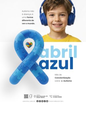 Abril Azul Mês da Conscientização sobre o Autismo PSD Editável