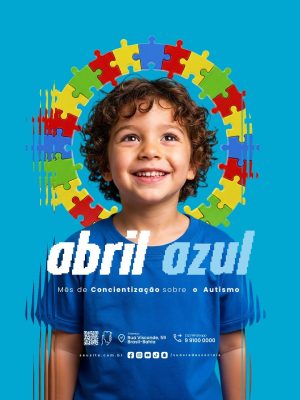 Abril Azul Mês de Conscientização sobre o Autismo PSD Editável