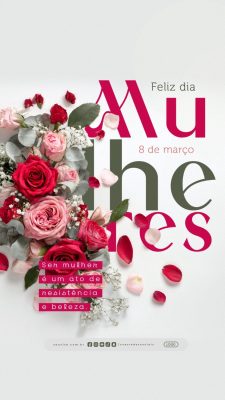 Feliz Dia Mulheres 8 de Março Resistência e Beleza PSD Editável