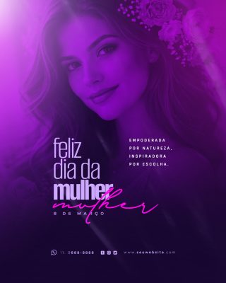 Dia da Mulher 8 de Março Empoderada Inspiradora Flyer PSD Editável