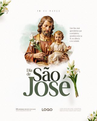 Dia de São José 19 de Março Fé Silêncio Cuidado PSD Editável