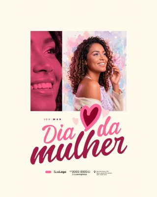 Dia da Mulher 08 de Março Celebração Especial PSD Editável