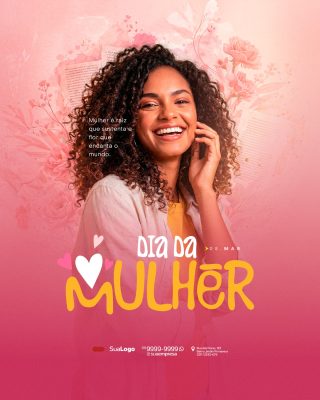 Dia da Mulher 08 Março Mulher é Raiz Arte Social PSD Editável