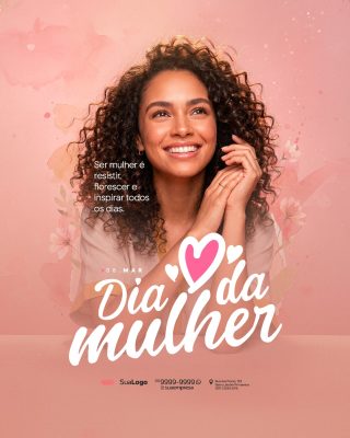 Dia da Mulher 08 de Março Inspirar Todos os Dias PSD Editável