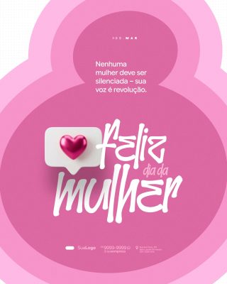 08 MAR Feliz Dia da Mulher Voz é Revolução PSD Editável