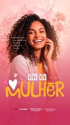 Dia da Mulher Mulher é Raiz Que Encanta o Mundo 08 Março PSD Editável