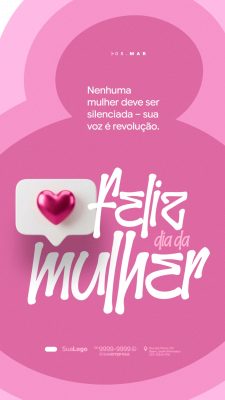 Mulher 8 de Março - Feliz Dia da Mulher Voz Revolução PSD Editável