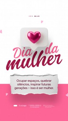 Dia da Mulher 08 Março Post Story Ocupar Espaços PSD Editável