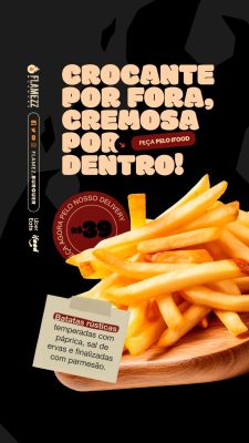 Story Hamburgueria Crocante por Fora Cremosa por Dentro PSD Editável