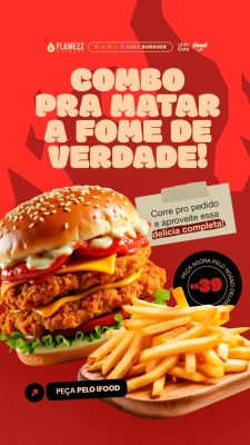 Story Hamburgueria Combo Pra Matar a Fome de Verdade PSD Editável