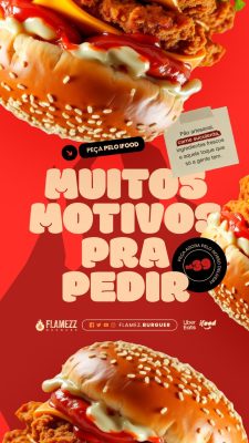Story Hamburgueria Muitos Motivos para Pedir Delivery PSD Editável