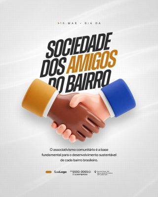 Dia da Sociedade dos Amigos do Bairro 10 de Março PSD Editável