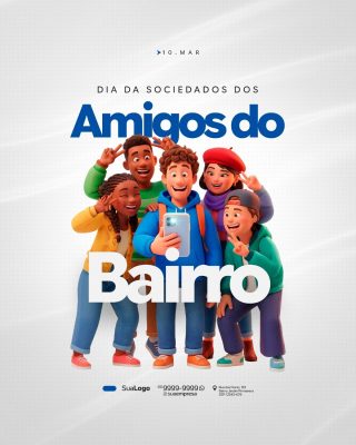 Dia da Sociedade dos Amigos do Bairro 10 de Março PSD Editável